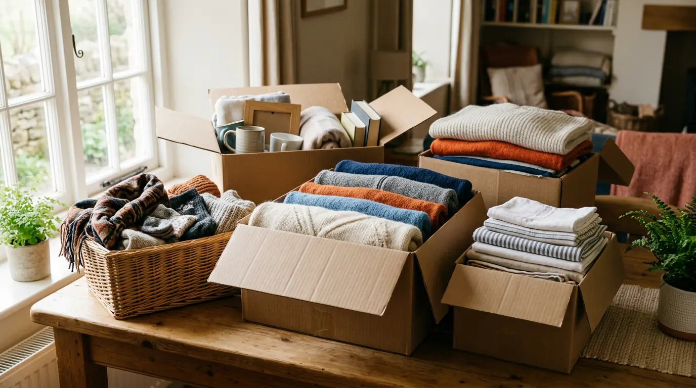 Clothing and household items ready for donation